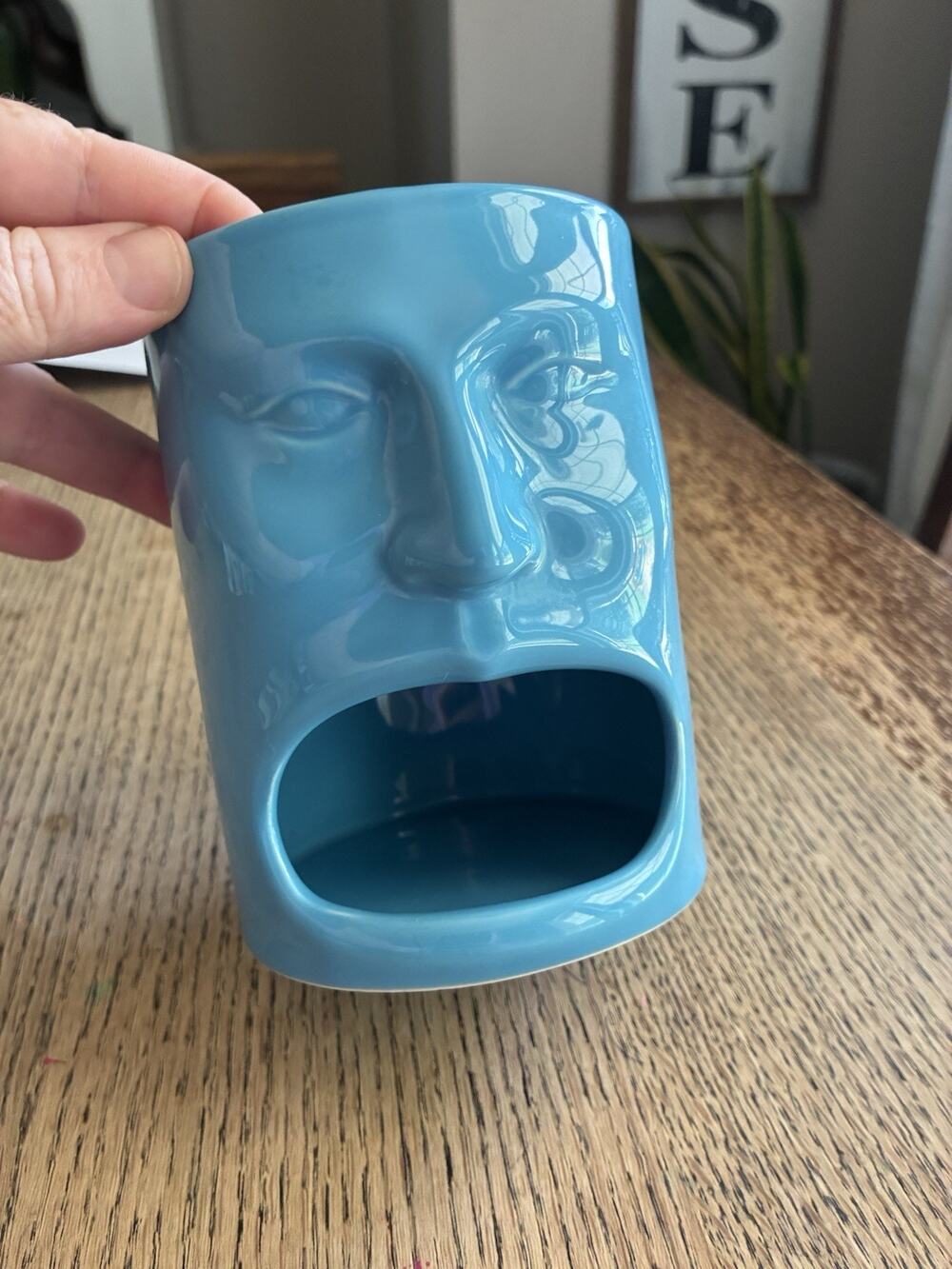 Cordon Bleu Milk & Cookies Mug with Face & Open Mouth, White Ceramic Cup